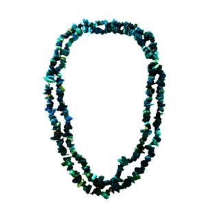 Fashion Jewelry Necklace Blue Sodalite Gemstone Chip Glass 17"